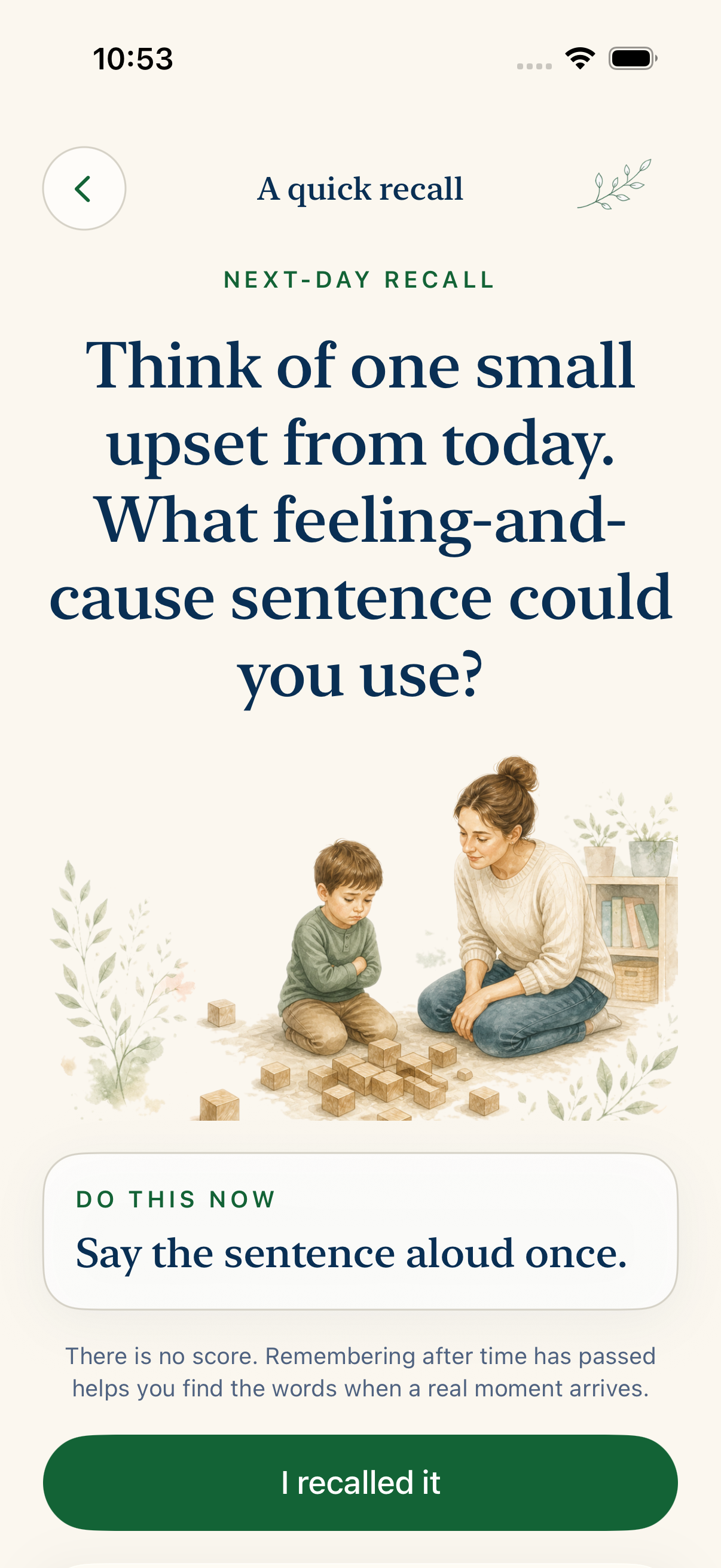 LittleTalk next-day recall prompt